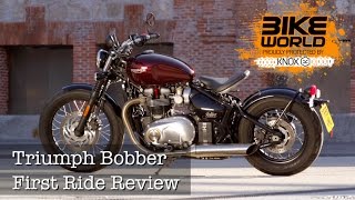 2017 Triumph Bonneville Bobber First Ride Review Bike World [upl. by Muraida]