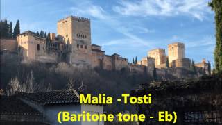 Malia  Tosti  karaoke for Baritone Tone Eb [upl. by Uehttam144]