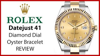 ▶ Rolex Datejust 41 Yellow GoldSteel Champagne Diamond Dial Oyster Bracelet  REVIEW 126333 [upl. by Lelah]