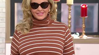 Isaac Mizrahi Live Essentials Pima Cotton Stripe Turtleneck on QVC [upl. by Nahgeem]