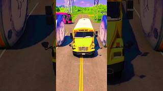 School Buses Tranker VS Bollards Crash shorts [upl. by Adnael5]