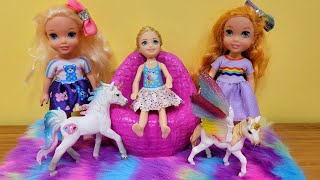 Grocery store play with Chelsea  Elsa amp Anna toddlers  Barbie dolls  shopping [upl. by Olegnaid929]