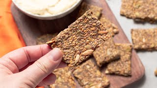 HEALTHY HOMEMADE SEED CRACKERS  Easy Vegan GF WFPB [upl. by Fleck]