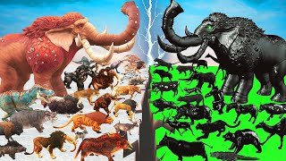 Prehistoric Stampede Animal Epic Battle Mammals vs Shadow Itself Size Animal Revolt Battle Simulator [upl. by Dove369]