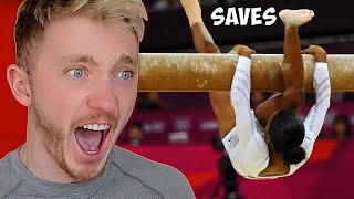 Reacting to Craziest Gymnastics SAVES Impossible [upl. by Wadell]