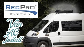 RV Air Conditioner Install in a Van Houghton RecPro Low Profile 13500 BTU ACPromaster Van Build [upl. by Neerhtak724]