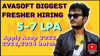 Avasoft Biggest Fresher Hirings  CTC  57 Lpa  202220232024 Batches Eligible  Apply soon [upl. by Hearn]