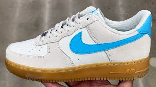 Nike Air Force 1 Low 07 Phantom Baltic Blue Gum Bottom Shoes [upl. by Francklyn552]