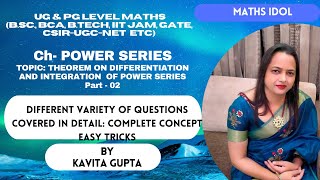 POWER SERIES Theorem on differentiation and integration of power series PART 02 IN HINDI [upl. by Margaux]