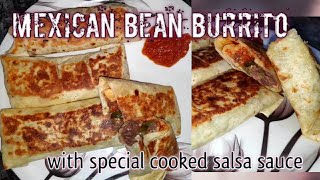 Mexican Bean Burrito Recipe  Cooked salsa and Refried Beans [upl. by Kristopher]