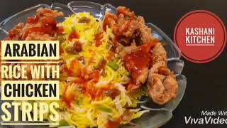 Arabian Rice With Chicken Strip KFC Rice Bowl  KFC Chicken Strips Recipe by kashani kitchen [upl. by Narruc]