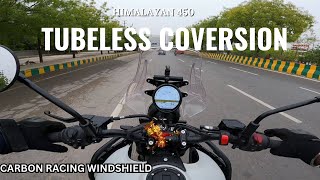 Himalayan 450 Tubeless Conversion in just 1000 Rupees and New Windshield Installation [upl. by Arym404]