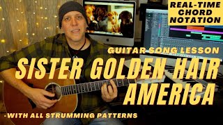 America Sister Golden Hair Guitar Song Lesson with strumming patterns [upl. by Felton523]