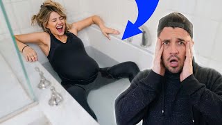 HOME WATER BIRTH PRANK ON HUSBAND MUST SEE REACTION [upl. by Greenstein]