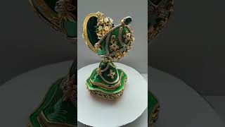 Faberge Imperial Garden Jeweled EggEi 925 SilberRubinPerlenBrosche 585 GoldDiamantSmaragd [upl. by Ailima]