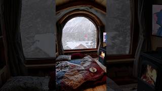 CAMPING IN HEAVY snowstorm A NEW cabin snow asmr snowfall snowyambience relax [upl. by Eidarb]