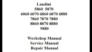 Landini 5860  9880 ServiceRepairWorkshop Manual [upl. by Okuy50]