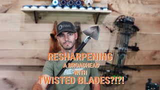 Resharpening a Broadhead with Twisted Blades  Toulou Broadhead Co [upl. by Oker]