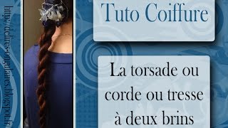 Tuto coiffure  tresse à deux brins ou torsade ou corde [upl. by Andrus80]