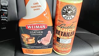 Weiman Leather Conditioner Vs Chemical Guys Leather Quick Detailer Review on Car Seat [upl. by Alithia42]