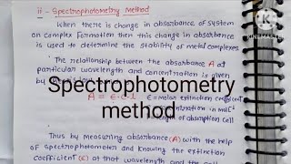 Spectrophotometry method for determination of binary formation constant [upl. by Rebmak992]