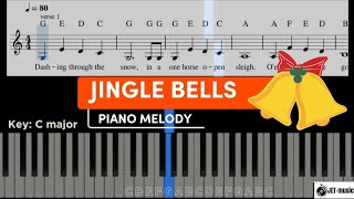 Jingle Bells Piano Melody Full Song with Lyrics  Beginners Piano Tutorial  Slow tempo [upl. by Brendan]