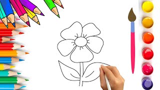 How To Draw cute Flower Drawing Painting amp Coloring For Kids and Toddlers🌈🎨 [upl. by Setarcos487]