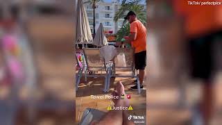 Hilarious moment holidaymakers rush grab sunbeds towels pool [upl. by Ajnos256]