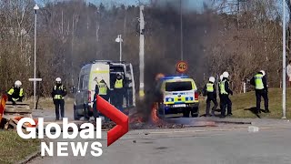 3 injured after Swedish police fire warning shots during riot [upl. by Selmner]