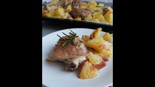 Ricetta cosce di pollo con le patate al forno  Baked chicken and potatoes [upl. by Yras]