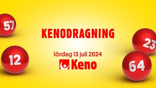 Keno lördag 13 juli 2024  Kenodragningen [upl. by Anaitsirhc]