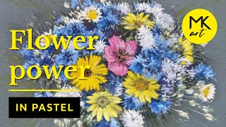 Flower Power painted in pastel  Flower Power gemalt mit Pastellkreiden [upl. by Ardnuhs]