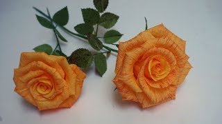 FLOR DE PAPEL CREPE  Cómo hacer Rosa  Flores de papel hermosas Rosas de papelmanualidades [upl. by Itnahs]