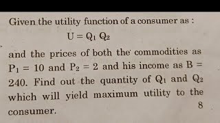 consumers utility maximization problem constrained optimisation utility function budget constraint [upl. by Nimsay]