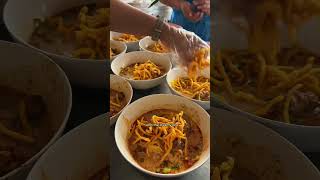 authentic khao soi in thailand thaifood thai noodles ข้าวซอยไก่ [upl. by Airamasor244]