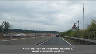 Sept 2024  M25 Junction 10 Project  Drivers view through the A3 and M25 Junction 10 works [upl. by Lain]