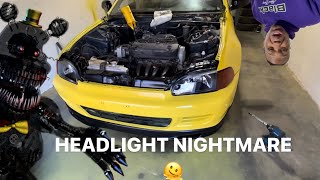 Eg civic headlight install  Bent Frame [upl. by Assiron]