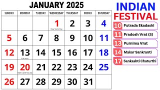 Calendar January 2025  January Calendar 2025 with Holidays  January 2025 Calendar  Calendar [upl. by Eirb944]