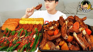 ASMR MUKBANG 집밥 직접 만든 대왕 등갈비찜 고추김치 계란후라이 먹방 amp 레시피 Galbijjim Korean Home Meal EATING REAL SOUND [upl. by Kunz]