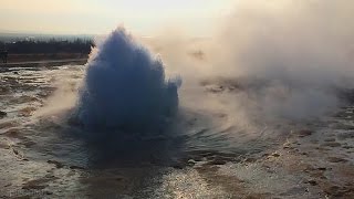 Geyser Strokkur Iceland Time Lapse and SlowMotion [upl. by Ramsden]