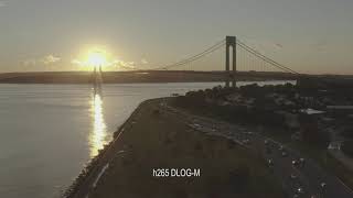 DJI Mavic 2 Pro Hasselblad h265 DLogM to Rec709 LUT test During Sunset at New York Bay [upl. by Shelton572]