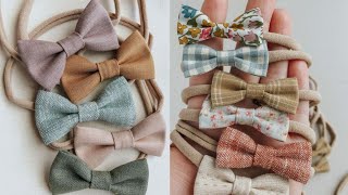 DIY very easy no sew cute fabric bows for hairbands and hair ties DIY baby head band with bow [upl. by Navnod]