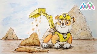 Щенячий патруль рисуем Крепыша Paw patrol paint Rubble [upl. by Iveksarap]