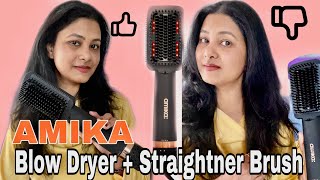 Testing out AMIKA  Double Agent 2in1 Straightening Blow Dryer Brush  Is It Worth [upl. by Mandell667]