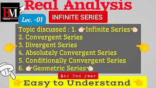 Infinite Series  Geometric Series  Convergent series  Lec 1 bsc 2nd year  Real Analysis [upl. by Doggett921]