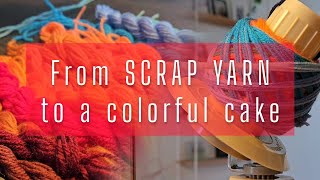 I TURNED SCRAP YARN INTO 1 COLORFUL CAKE YARN ♡ crochet [upl. by Adnirim266]