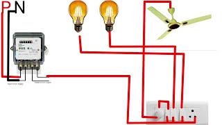 HOUSE WIRING SINGLE PHASE ENERGY METER WITH LIGHT FAN CONNECTIONmanojshakya5599 [upl. by Kamillah]