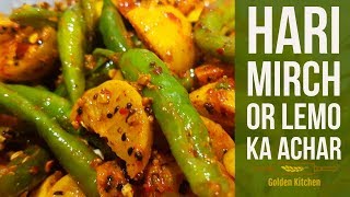 Hari Mirch Or Nimbu Ka Achar  Green Chili Lemon Pickle Recipe  Golden Kitchen [upl. by Ynnaej]