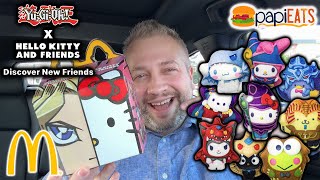 McDonalds NEW YuGiOh x Hello Kitty Happy Meal Unboxing Mukbang [upl. by Nylyahs962]