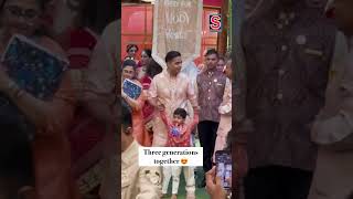 Aakash Ambani With His Son Prithvi And Father Mukesh Ambani At Mameru Ceremony  N18S  viral [upl. by Ellessig]